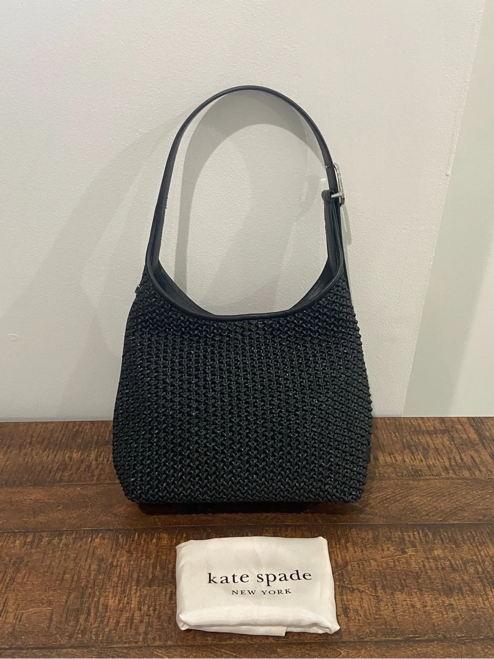 Kate Spade Black 454 Straw Small Shoulder
